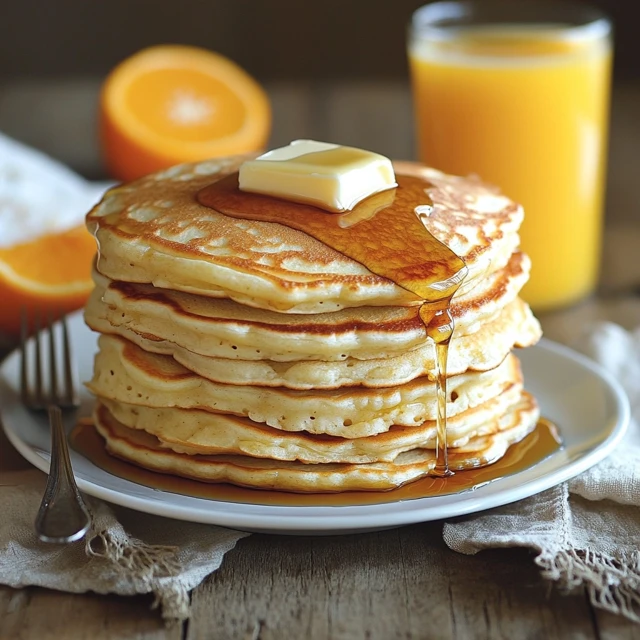 A stack of Cracker Barrel pancakes with butter and syrup