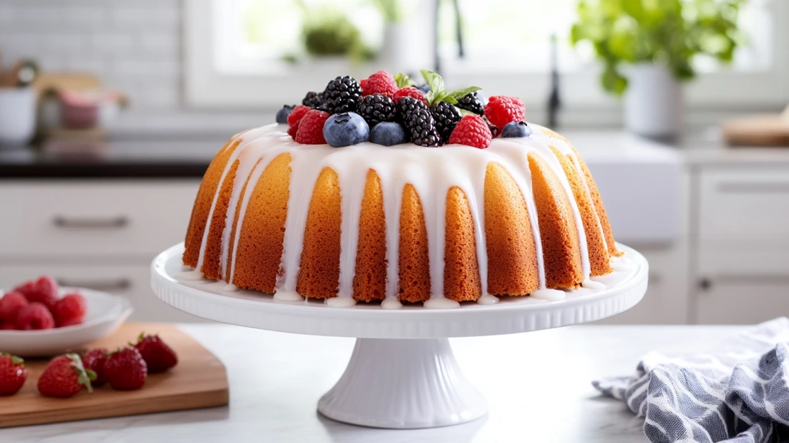 Light and fluffy bundt cake made with egg whites.