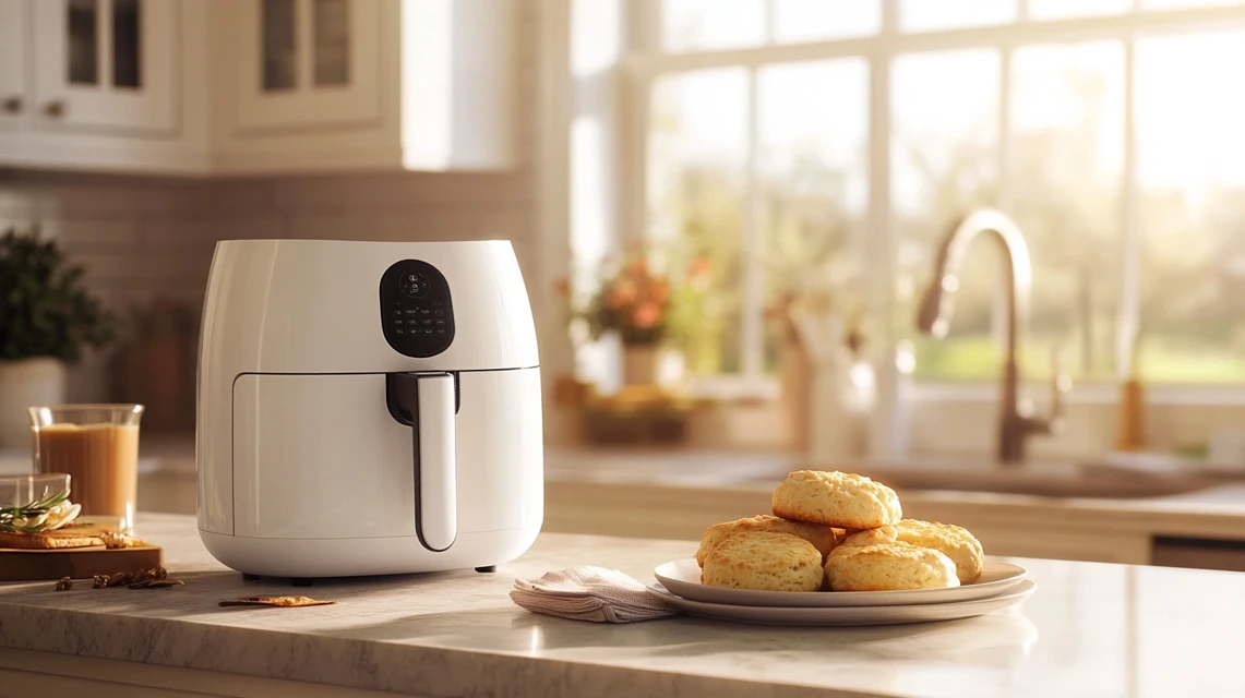 Freshly Cooked Biscuits in an Air Fryer for Breakfast