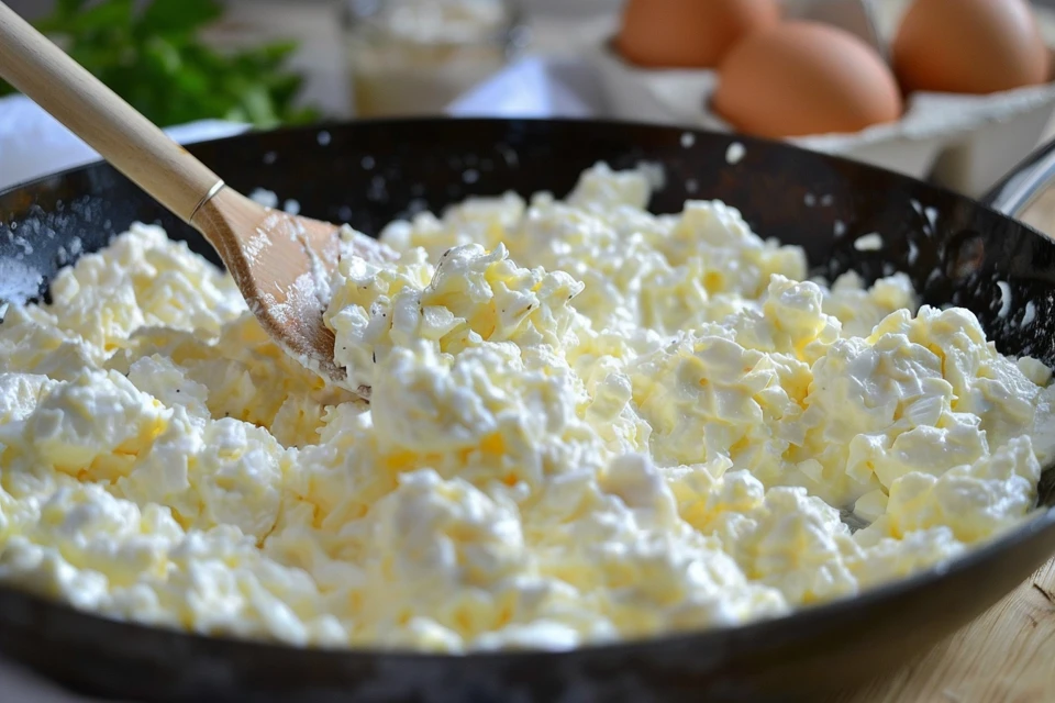 Ingredients for scrambled egg whites on a kitchen counter.