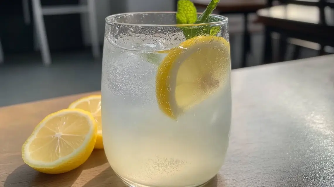 Refreshing ice water with lemon for metabolism boost