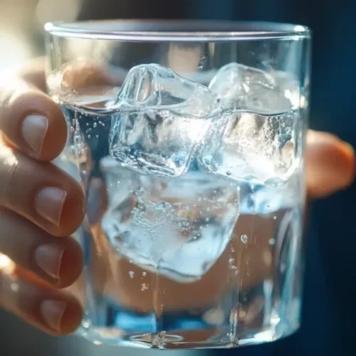 Refreshing glass of ice water for metabolism boost