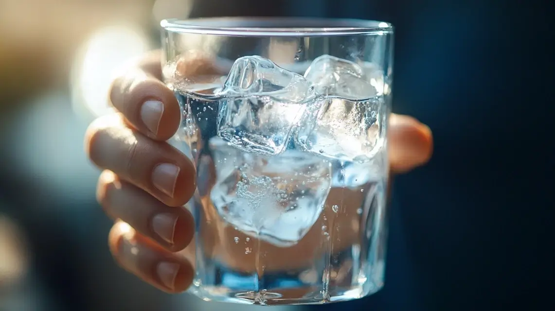 Refreshing glass of ice water for metabolism boost