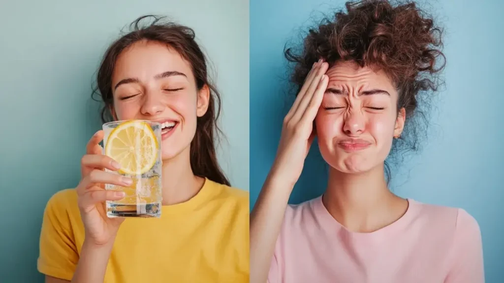  Person enjoying ice water vs. someone experiencing brain freeze