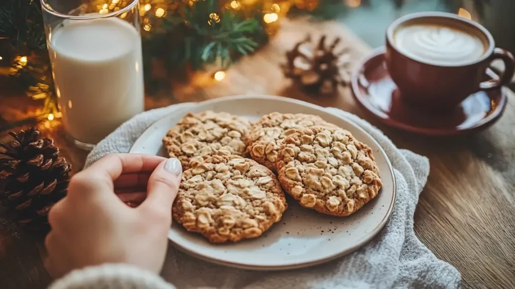 Oatmeal Cookies with Milk and Coffee