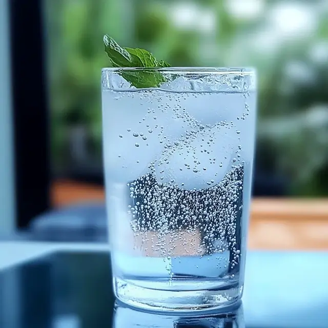 Refreshing glass of ice water with lemon slices for weight loss.