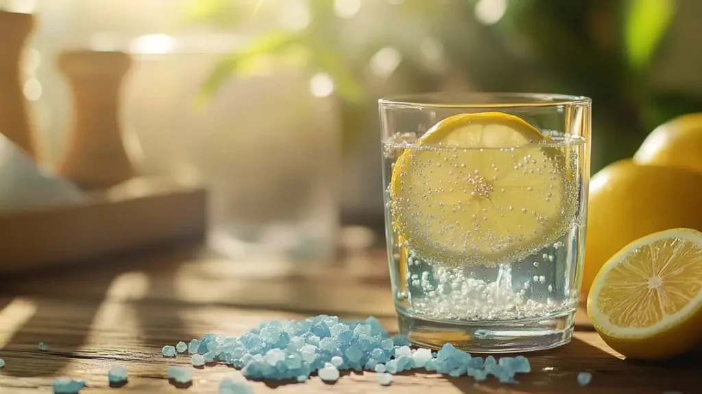 Glass of Blue Salt Water for Weight Loss