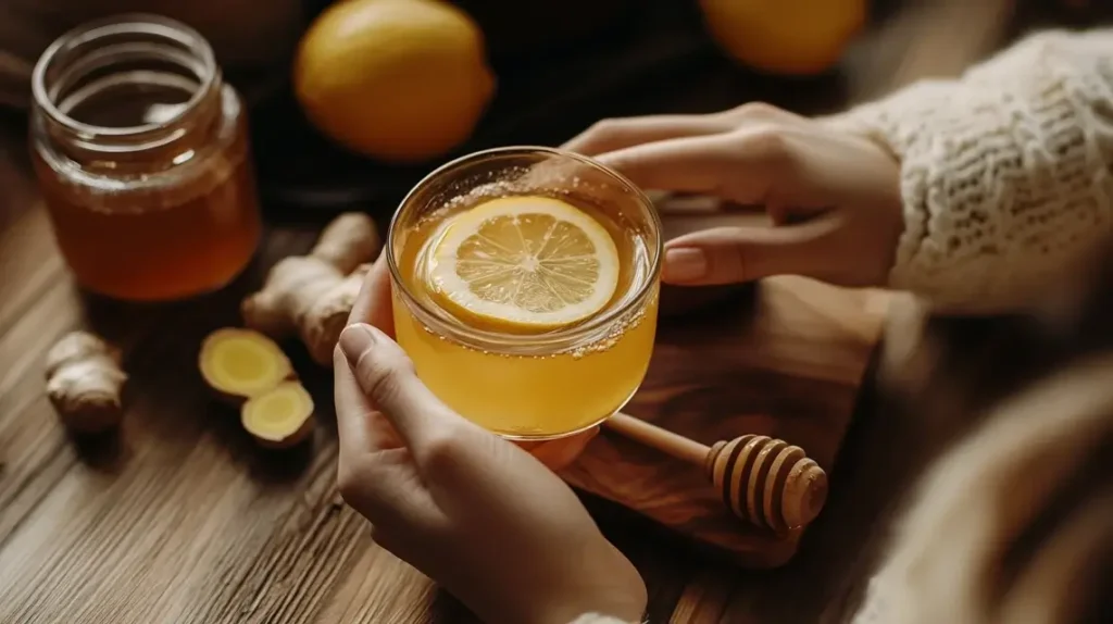 Hands holding a glass of Brazilian Mounjaro Recipe