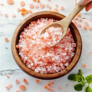 Himalayan Pink Salt in a Wooden Bowl for Health Benefits