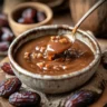 Creamy homemade date caramel in a bowl