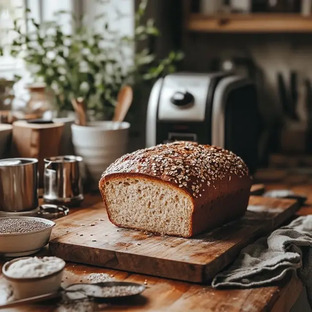 Fresh vegan gluten free bread made in bread machine
