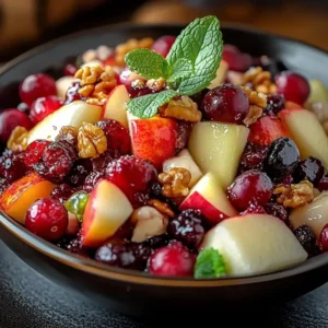 Autumn Harvest Fall Fruit Salad in a rustic bowl