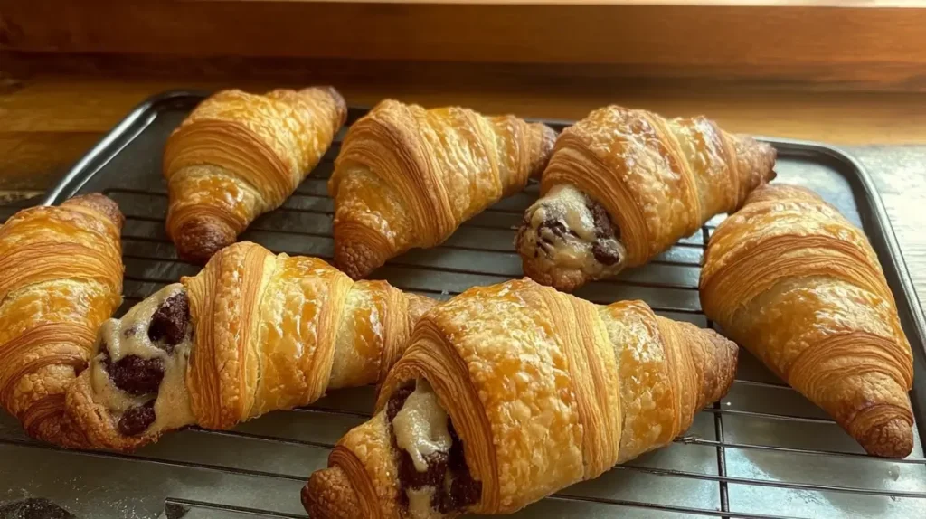 A batch of freshly baked Crookies cooling on a rack