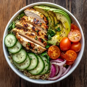 Semaglutide-Friendly Chicken Quinoa Bowl with Avocado and Grilled Chicken