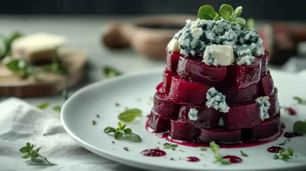 Simple Roasted Beet & Blue Cheese Tower