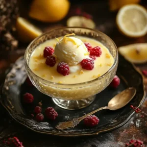 Creamy lemon posset served in lemon shells