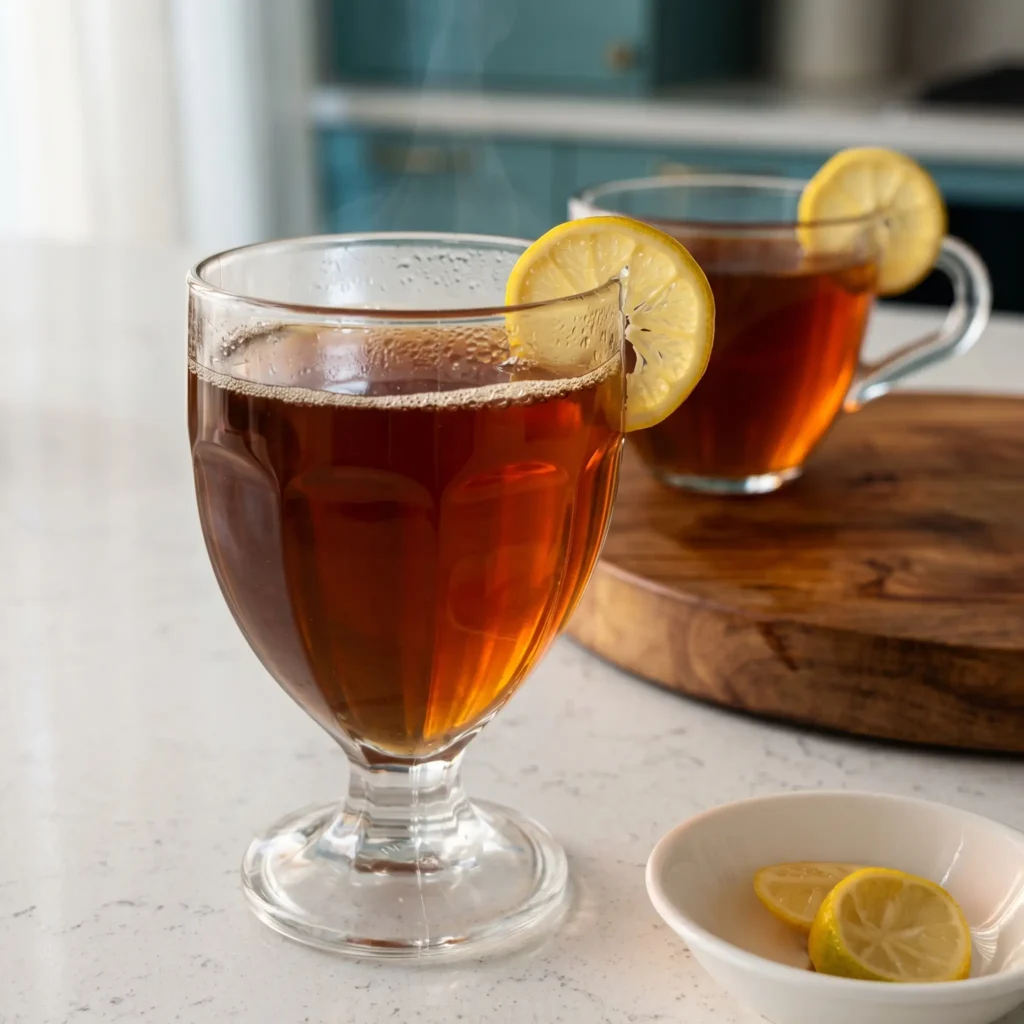 Chia gelatin trick recipe served in a glass cup with a fresh lemon slice, a low-calorie weight loss snack ready to enjoy
