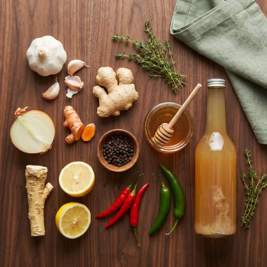 Amish Amoxicillin Recipe: The Traditional Immune-Support Tonic (And What It Really Is) 4 Ingredients for amish amoxicillin recipe: garlic, ginger, turmeric, onion, horseradish, lemon